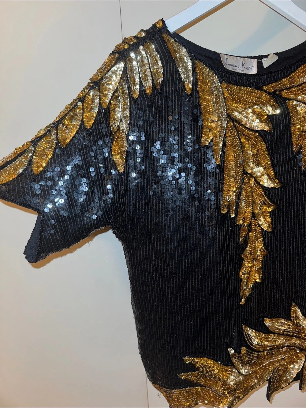 Vintage Ornate Sequin Top in Black & Gold - Picture 4 of 9